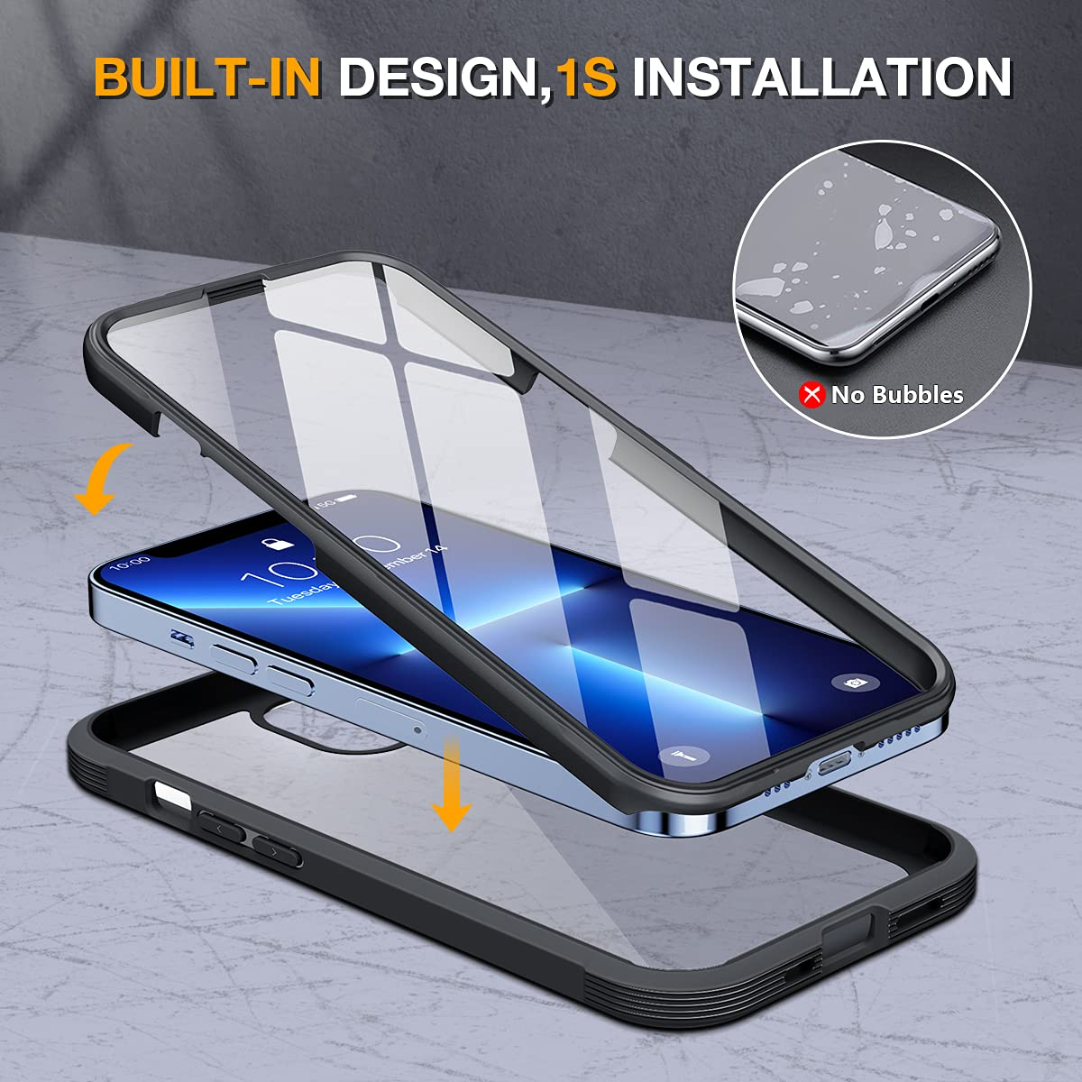 For iPhone 14 Series Shockproof Heavy Duty Full Body Glass Case Cover+Lens Screen Protector