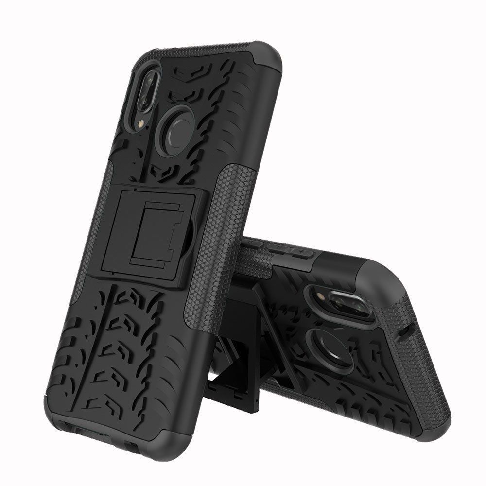 For Huawei Nova 3E Heavy Duty Tough Shockproof Strong Case Cover-Black