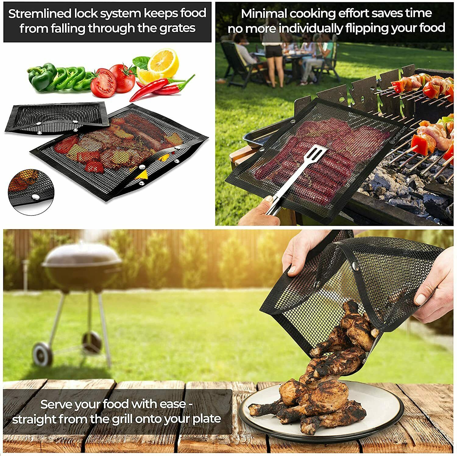 Non-stick BBQ Grilling Mesh Bag Outdoor Camping Barbecue Grill Mats Cooking Pads