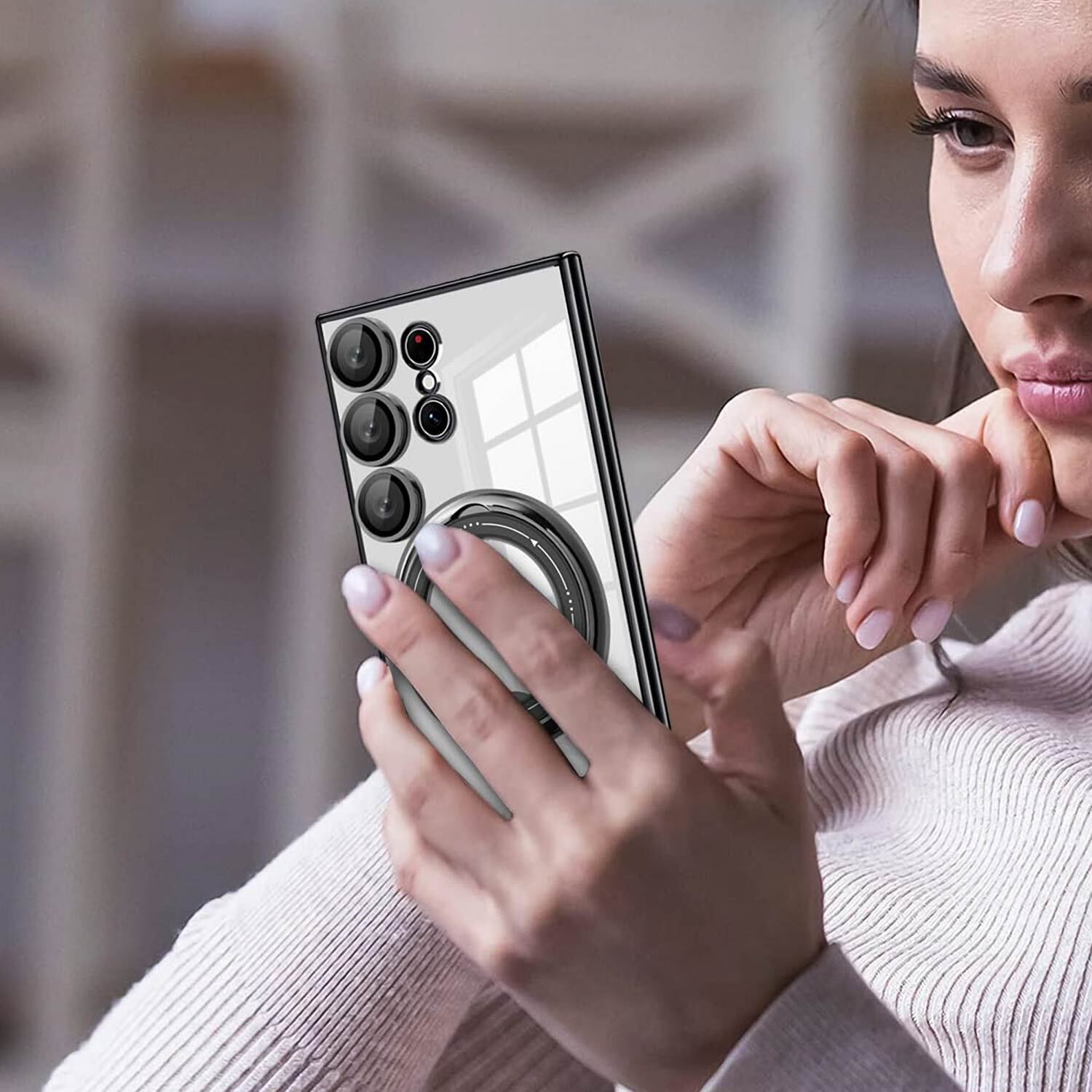 For Samsung Galaxy S24 Plus Ultra 5G Mag Safe Ring Case Cover