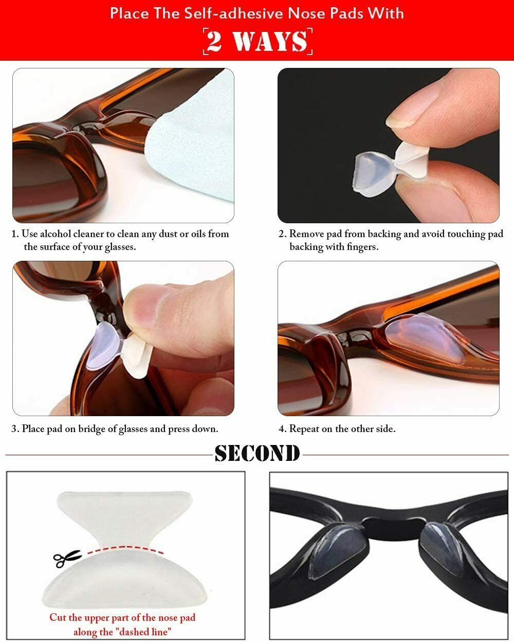 10/20 Pair Silicone Anti-Slip Stick On Nose Pads For Eyeglass Sunglasses Glasses
