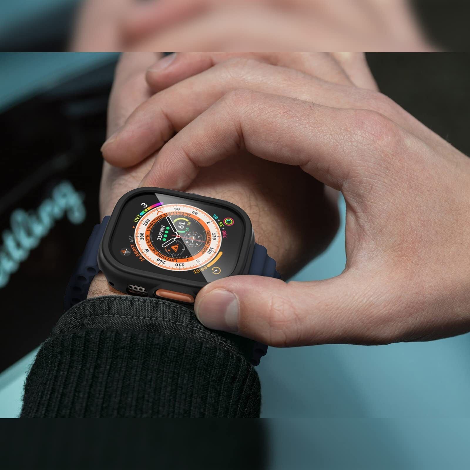 For Apple Watch Ultra 49mm 2022 Full Tempered Glass Screen Protector Case Cover