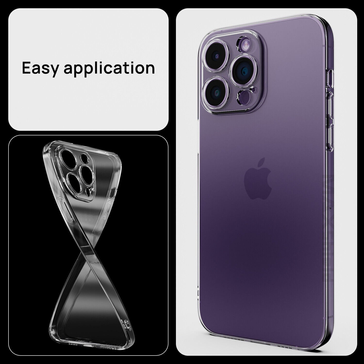 For Apple iPhone 14 Pro Max Plus Case Shockproof Clear Ultra Slim Soft TPU Cover+Screen Protector