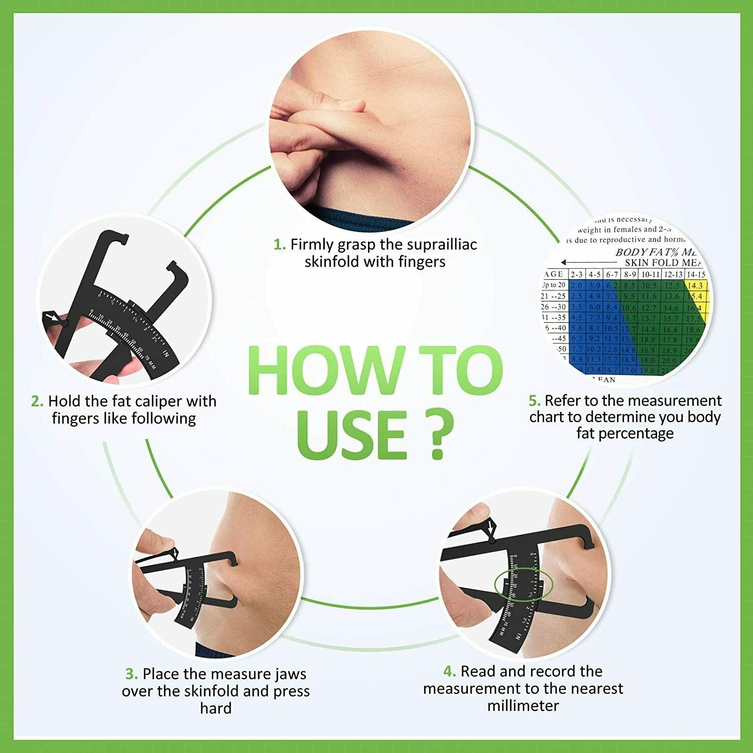 Body Fat Measurement Testing Caliper Skinfold Skin Fold Gym Weight Loss Test AU