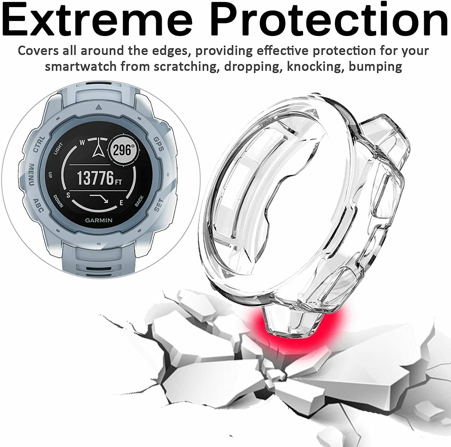 For Garmin Fenix 7 Solar Sapphire Shockproof TPU Case Cover Screen Protector