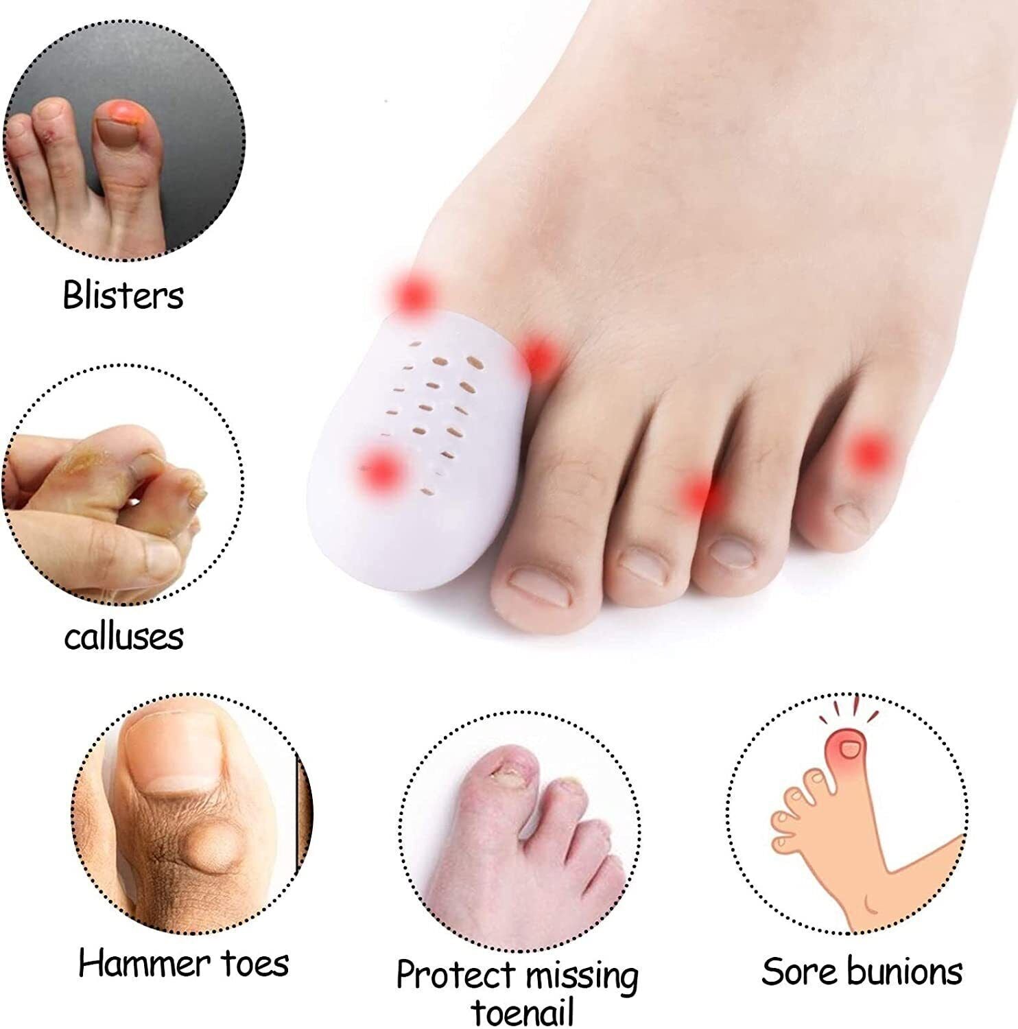 Toe Cap Silicone Sleeve Gel Cover Protector Tube Pain Relief Breathable