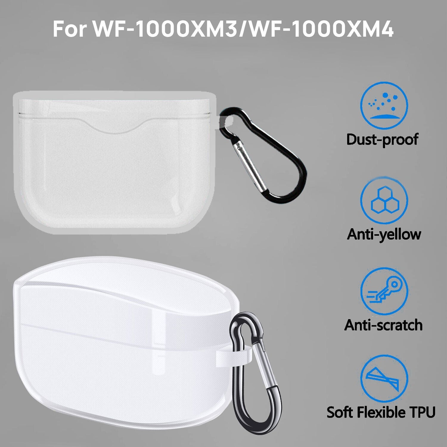 For Sony WF-1000XM4 M3 Clear Case Cover Shockproof Silicone Soft Full Protective