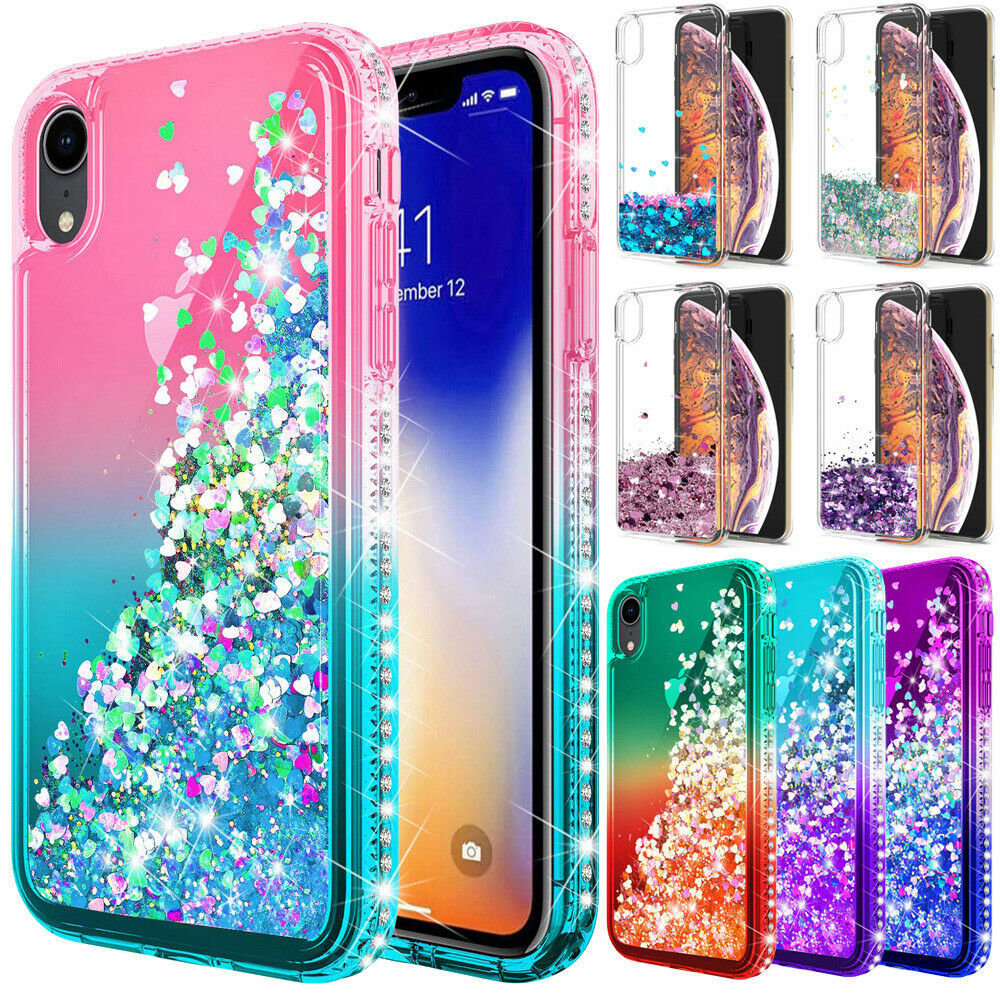 Bling Dynamic Glitter Moving Quicksand Liquid Case Cover For iPhone Xs Max