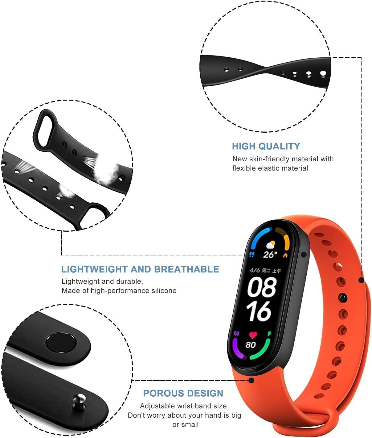 For Xiaomi Mi Band 7 Band Strap Replacement Silicone Wrist Watchband