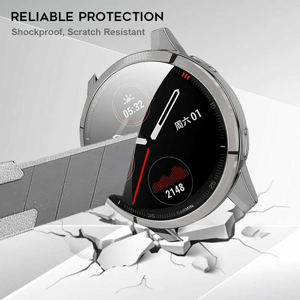 For Garmin Venu 2 Plus Shockproof Clear TPU Case Cover Shell Screen Protector