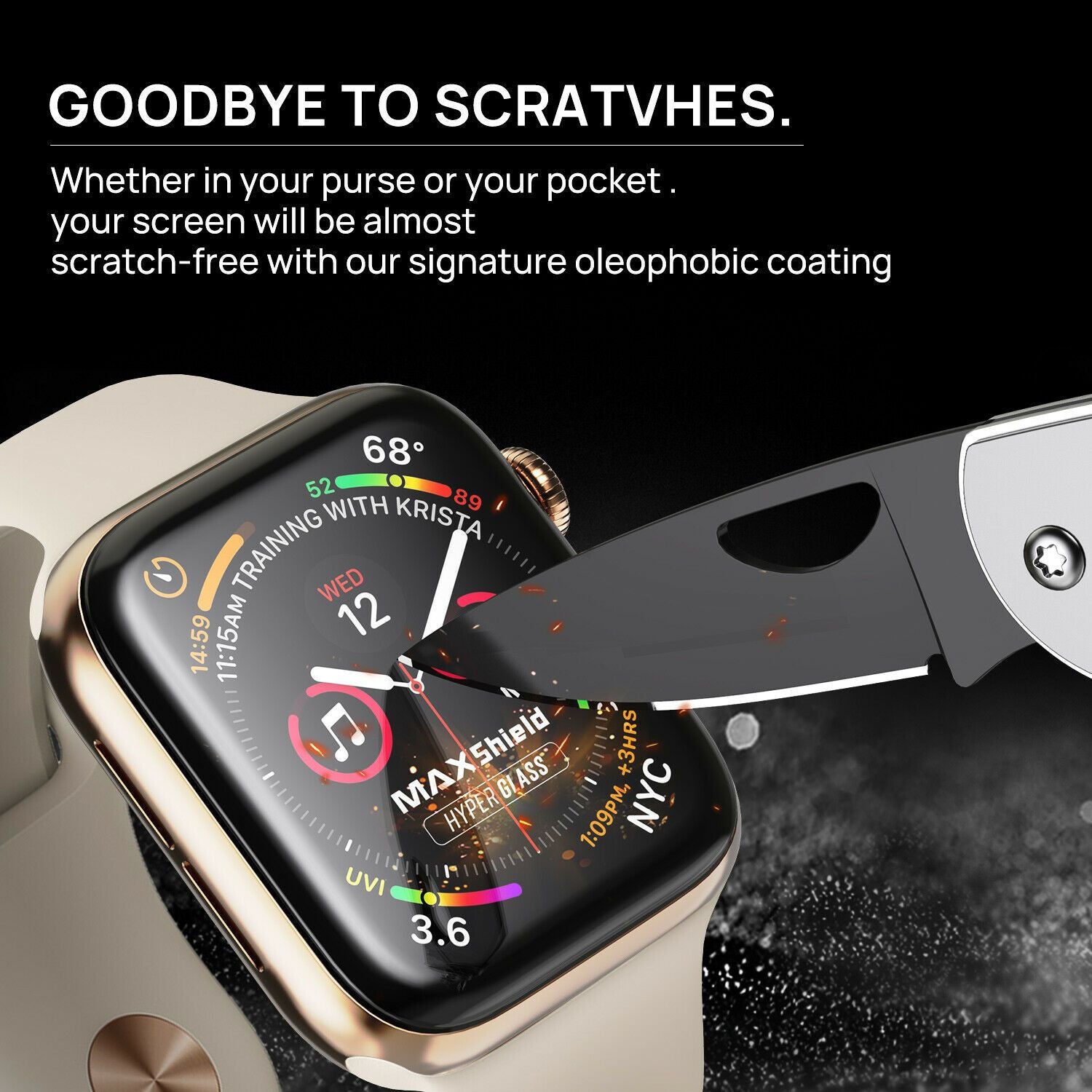 UV Tempered Screen Protector fr Apple Watch Series 4/5/6 SE 40/44mm iWatch