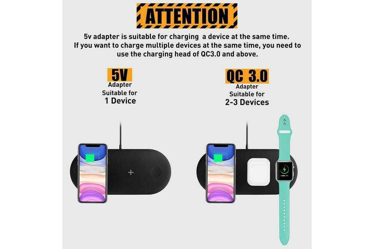 3in1 QI Wireless charger charge Station Dock for Apple Watch iPhone