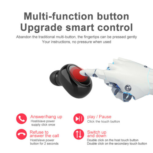 Bluetooth 5.0 Wireless Headset Earphone Waterproof Stereo TWS Headphones Earbuds-White