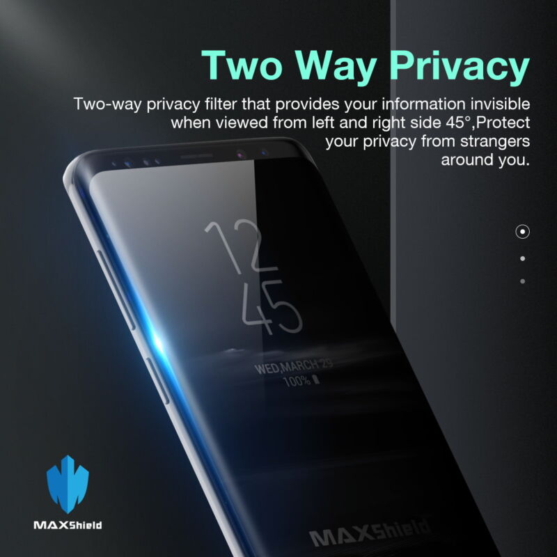 MAXSHIELD Privacy Glass Screen Protector For Samsung Galaxy S23 S22 S21 FE Plus Ultra