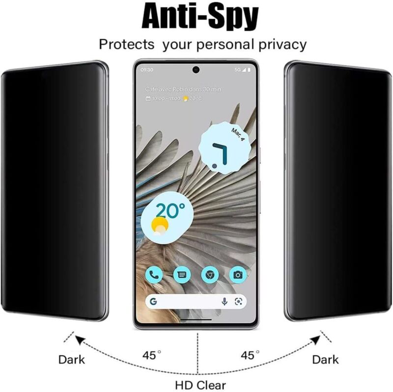For Google Pixel 7 6 Pro Anti Spy Privacy Screen Protector 2 Screen+2 Camera Protectors