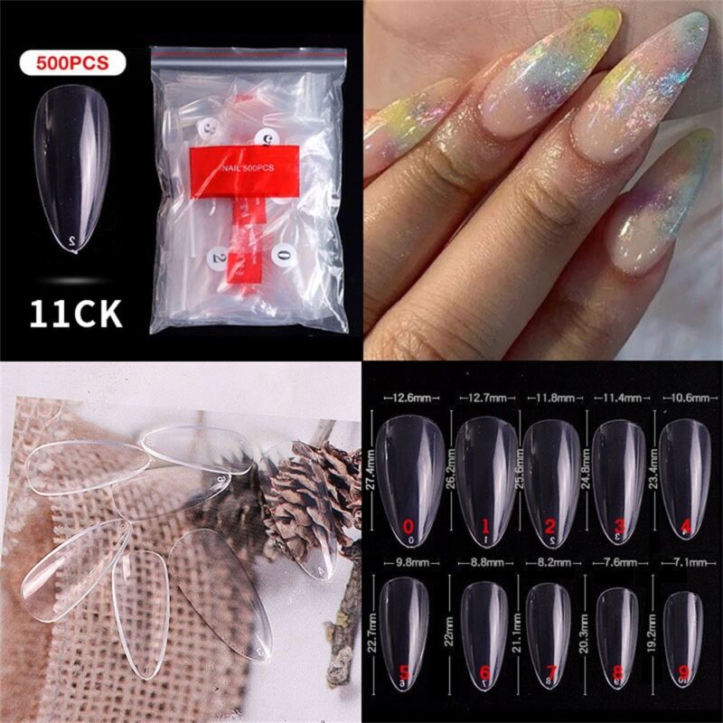 500Pcs Ballerina Nail Coffin Tips Long Art Full Cover Manicure Fake False Nails