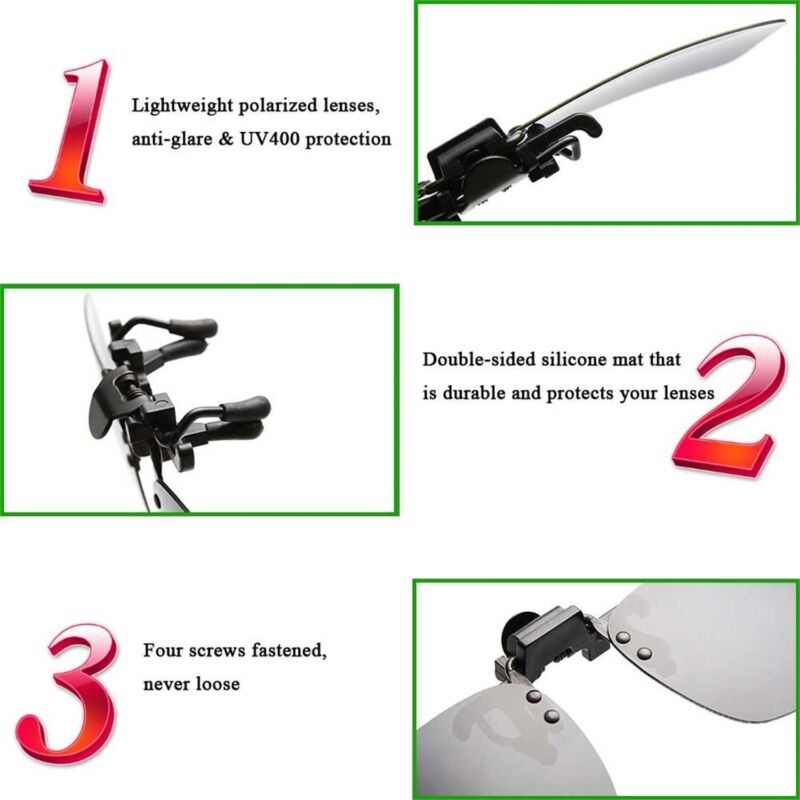 Photochromic Polarised Clip On Flip Sunglasses Pilot Polarized Fishing Eyewear