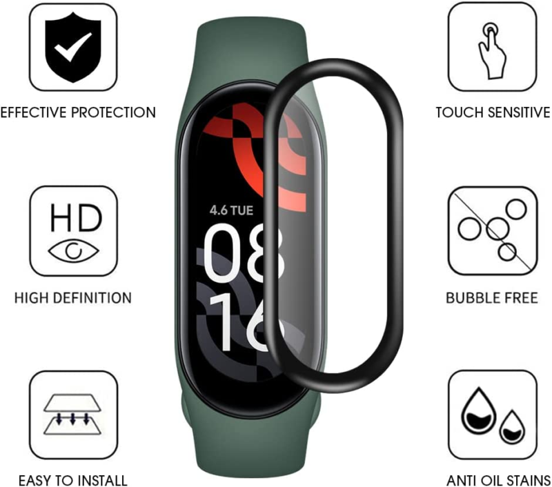 3x For Xiaomi Mi Smart Band 8 Screen Protector Full Cover Hydrogel Film