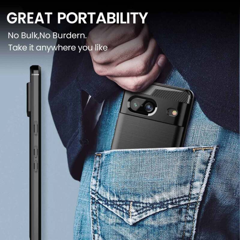 For Google Pixel 7a Case Shockproof Carbon Fiber Heavy Duty Soft Cover