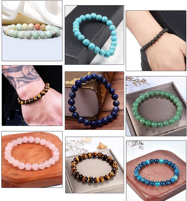 Natural Gemstone Beads Handmade Stretch Crystal Bracelets Healing Stone Reiki