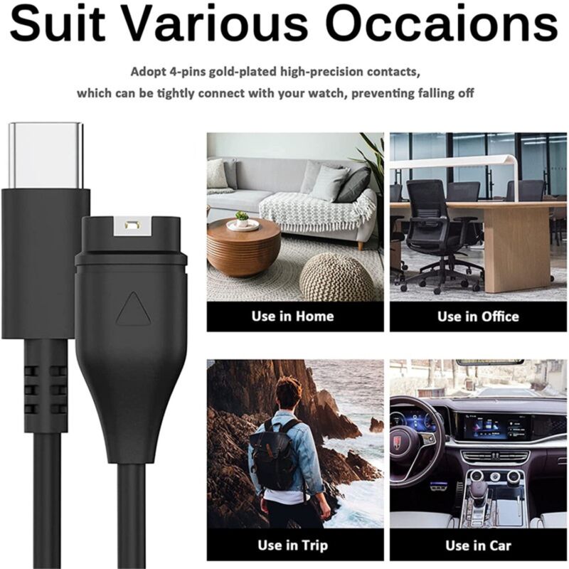 USB C Tpye C Charger Cable For Garmin Fenix 7 6 Pro Venu 2 Plus Forerunner 45 965