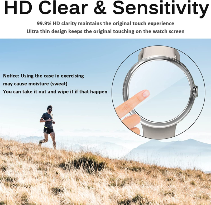 For Google Pixel Watch Case Clear Soft TPU 360 Full Body Cover Screen Protector