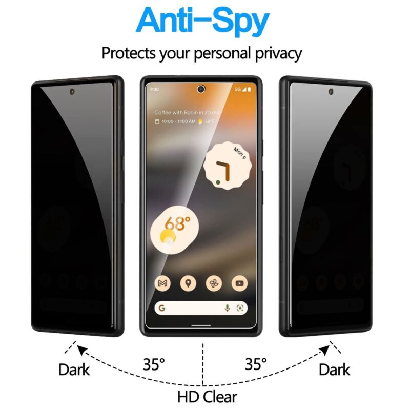 For Google Pixel 7a Privacy Anti-Spy Tempered Glass Screen + Camera Protector AU