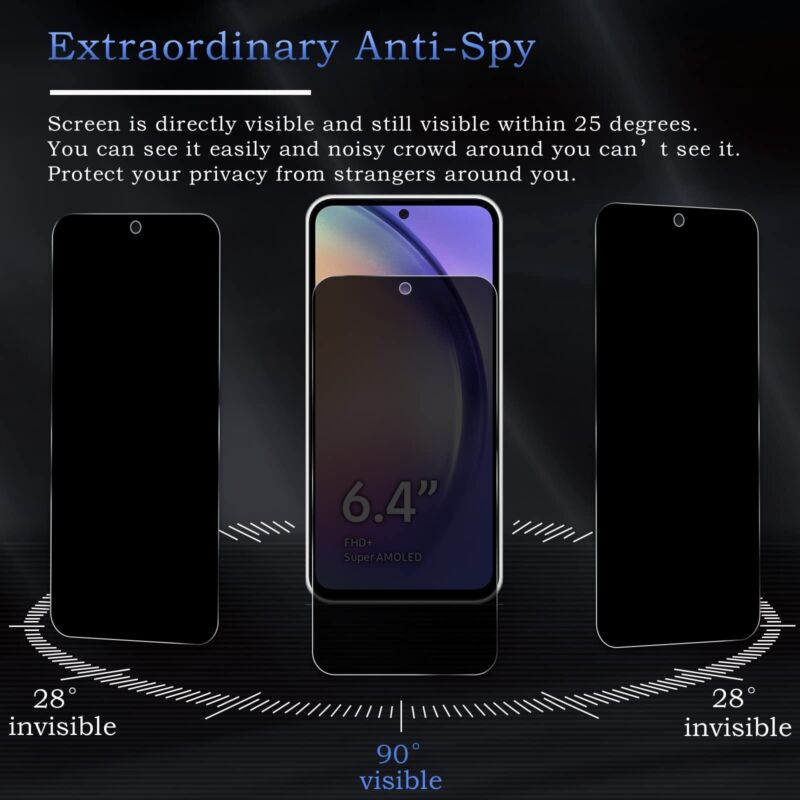 2X Privacy Glass Screen Protector For Galaxy A54 A13 A34 A23 A22 A33 A73 A13 5G