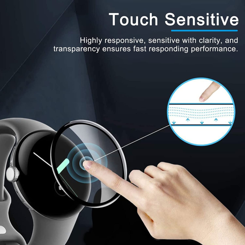 [3 Packs] For Google Pixel Watch Screen Protector 3D Full Cover Hydrogel Clear Film