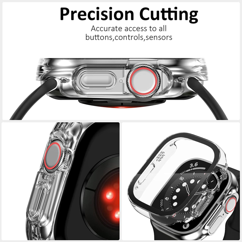 For Apple Watch 8 7 SE 2022 6 49mm Glass Case Cover Screen Protector