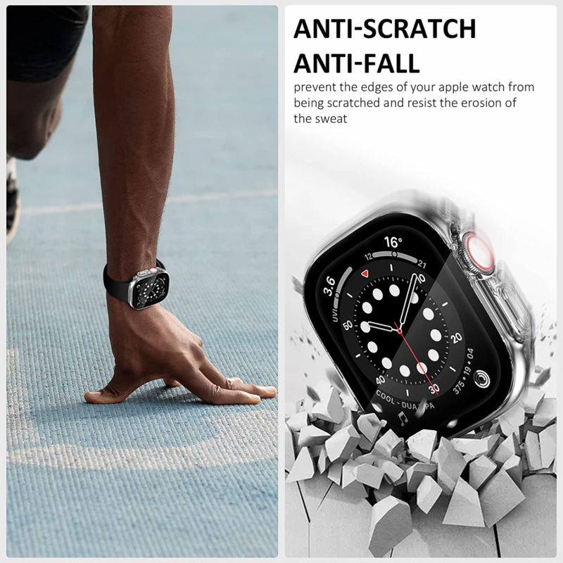 For Apple Watch 8 7 SE 2022 6 49mm Glass Case Cover Screen Protector