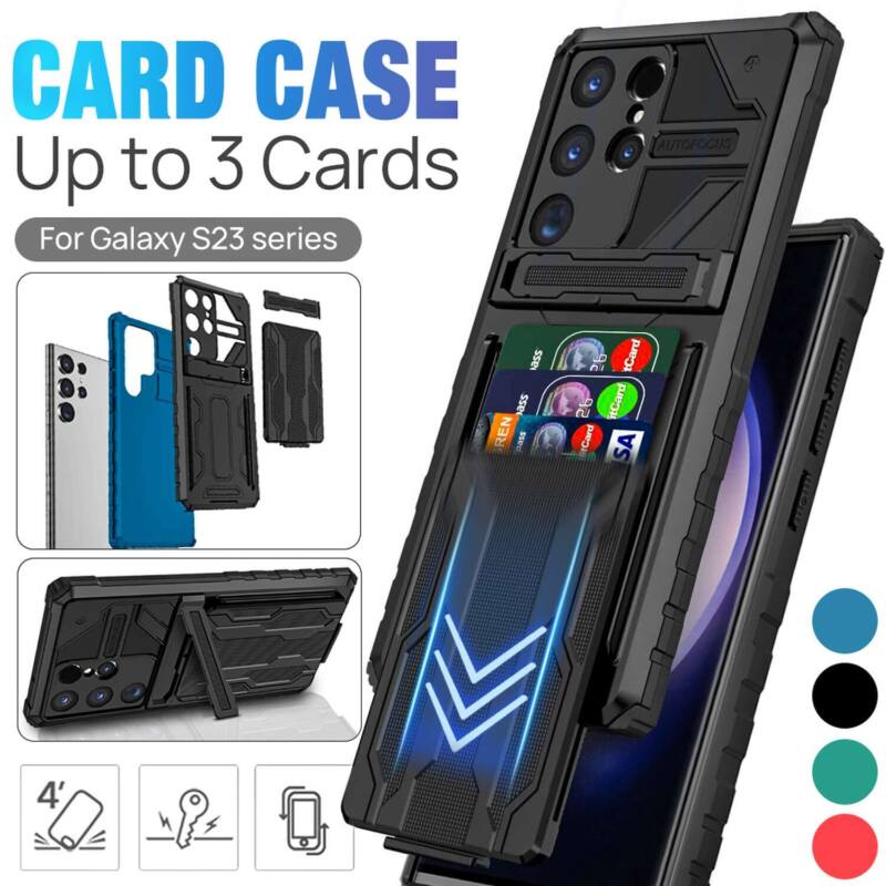 For Galaxy S23 Plus Ultra S22 S21 Shockproof Wallet Card Slot Holder Case Cover