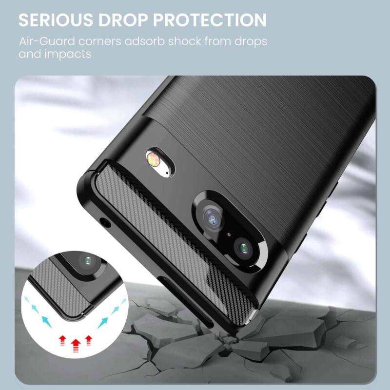 For Google Pixel 7a Case Shockproof Carbon Fiber Heavy Duty Soft Cover
