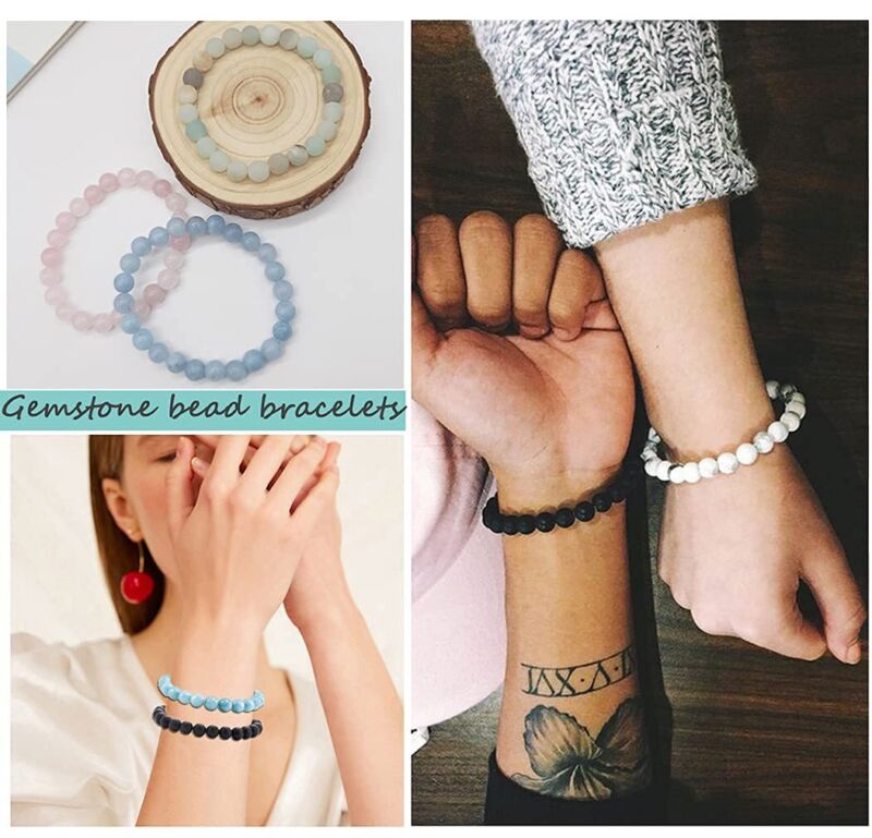 Natural Gemstone Beads Handmade Stretch Crystal Bracelets Healing Stone Reiki