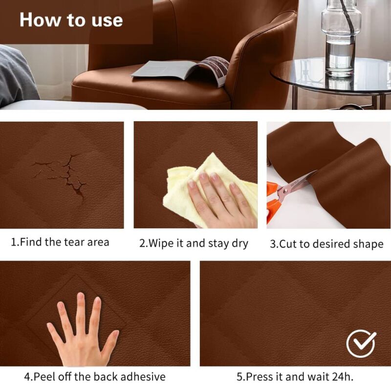 Self Adhesive Leather Repair Patch Couch Sofa Car Seat Chair Renovation Sticker