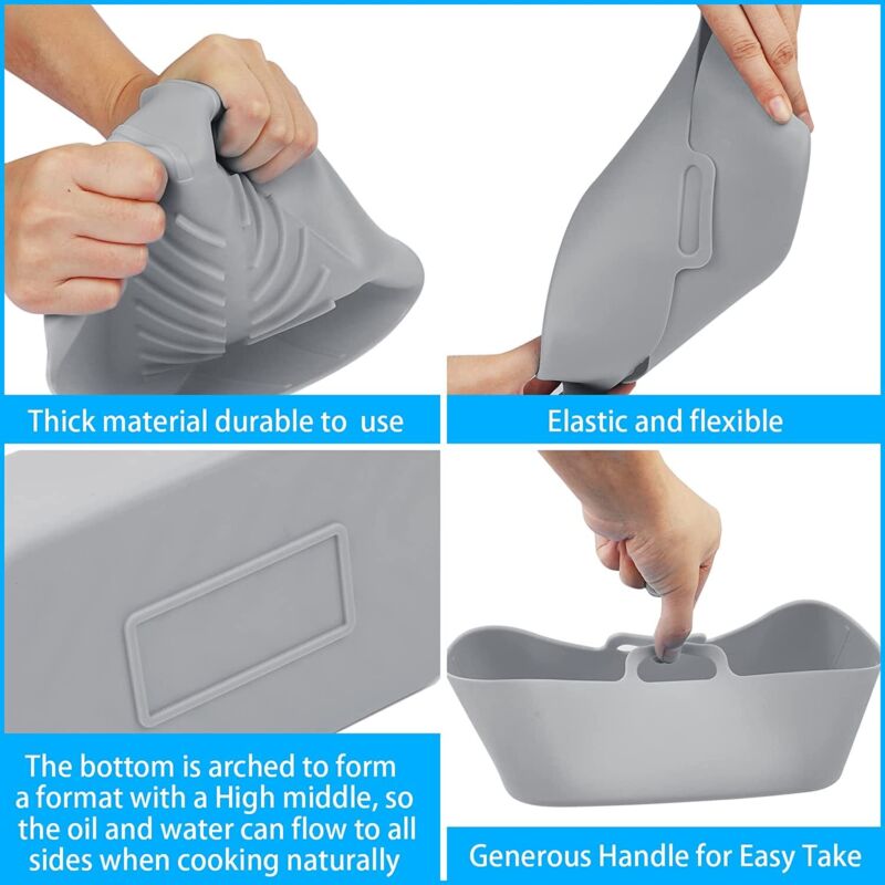 1/2x Air Fryer Durable Silicone Pot Basket Liner Rectangle Reusable Baking Tray