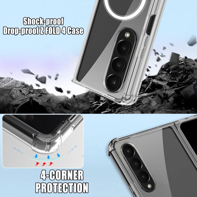 For Samsung Galaxy Z Fold 4 5G Case Magnetic Clear Shockproof Magsafe Cover