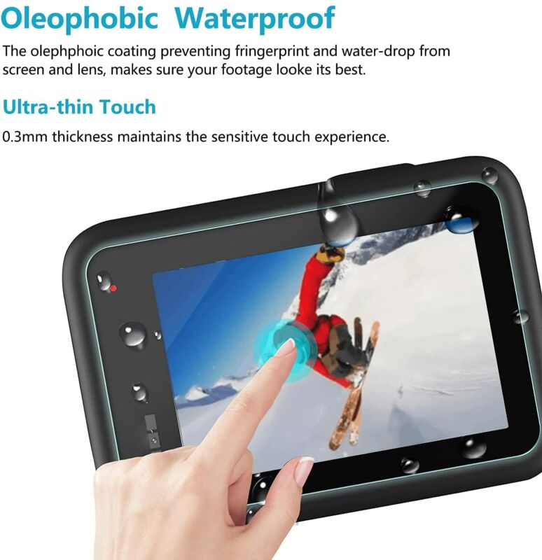 For GoPro Hero 8 11 Black Glass Camera Lens Screen protector+Lens Cover Cap