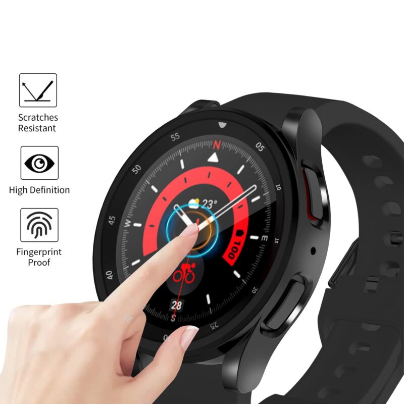For Samsung Galaxy Watch 5 Pro 45mm Full Cover Screen Protector Case Cover