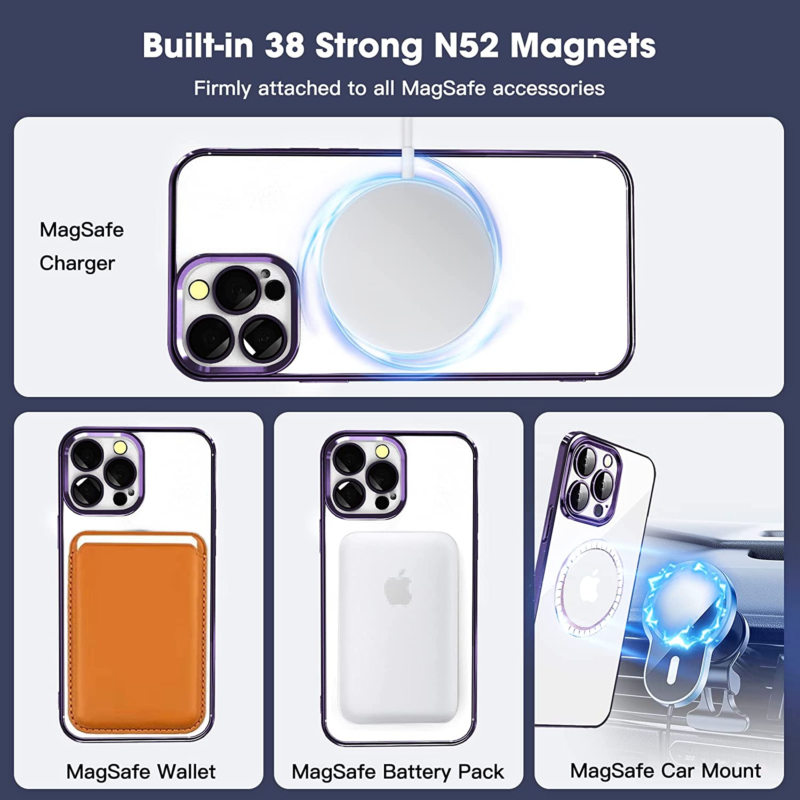 For iPhone X/XS 7/8 Magnetic Case Clear Slim Shockproof Case Cover