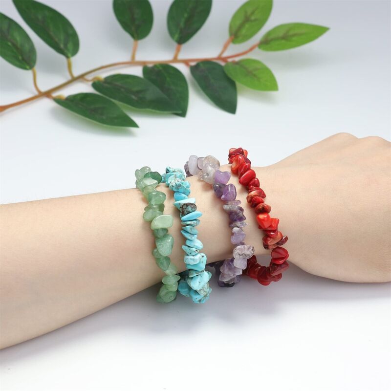 Natural Gemstone Tumbled Crystal Fitbit Versa 4  Chakra Wicca Jewelry Rose Quartz Bracelet