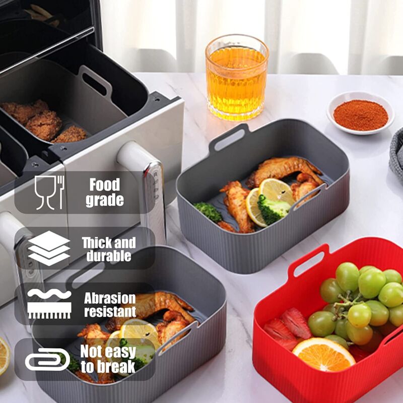 Air Fryer Durable Silicone Pot Basket Liner Rectangle Reusable Baking Tray