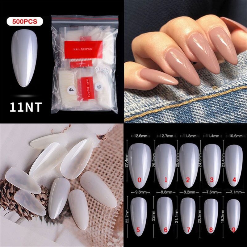 500Pcs Ballerina Nail Coffin Tips Long Art Full Cover Manicure Fake False Nails