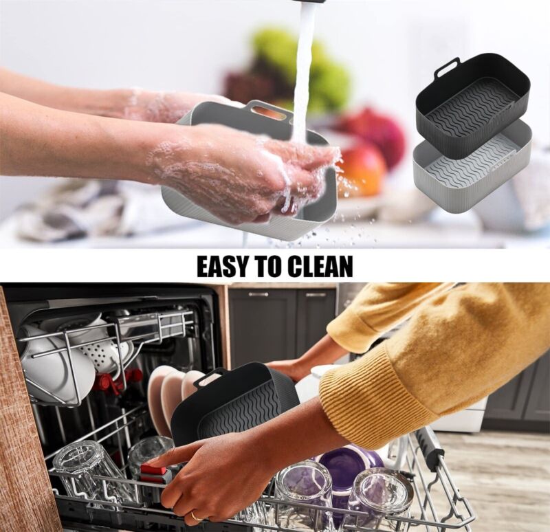 1/2x Air Fryer Durable Silicone Pot Basket Liner Rectangle Reusable Baking Tray