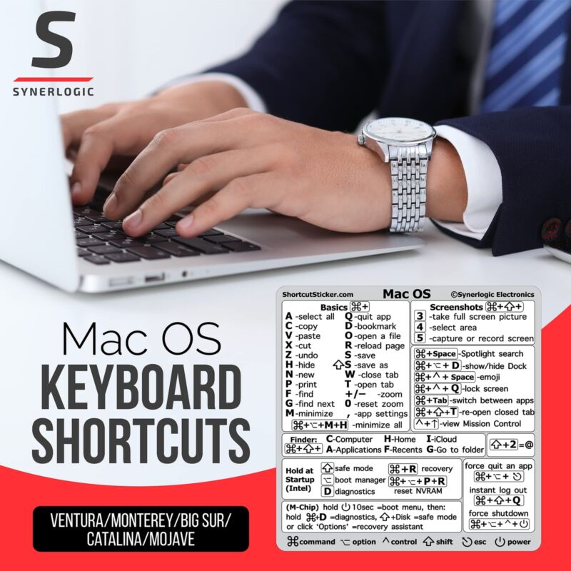 For Macbook PC Laptop Windows Reference Guide Keyboard Shortcuts Sticker Adhesive