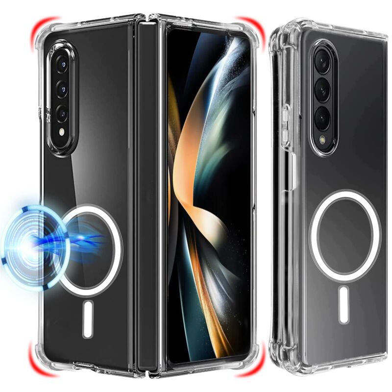 For Samsung Galaxy Z Fold 4 5G Case Magnetic Clear Shockproof Magsafe Cover