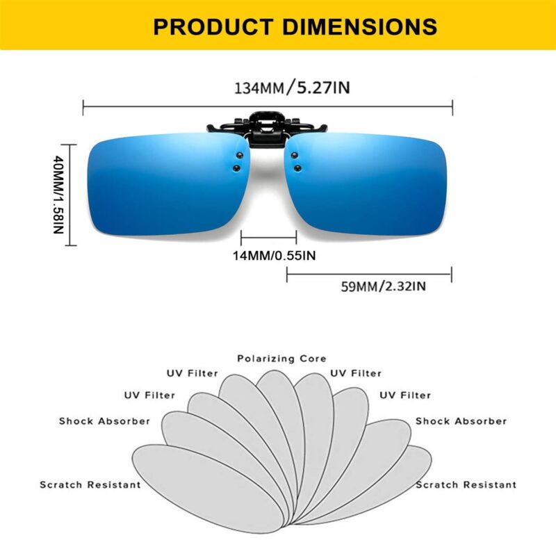 Photochromic Polarised Clip On Flip Sunglasses Pilot Polarized Fishing Eyewear