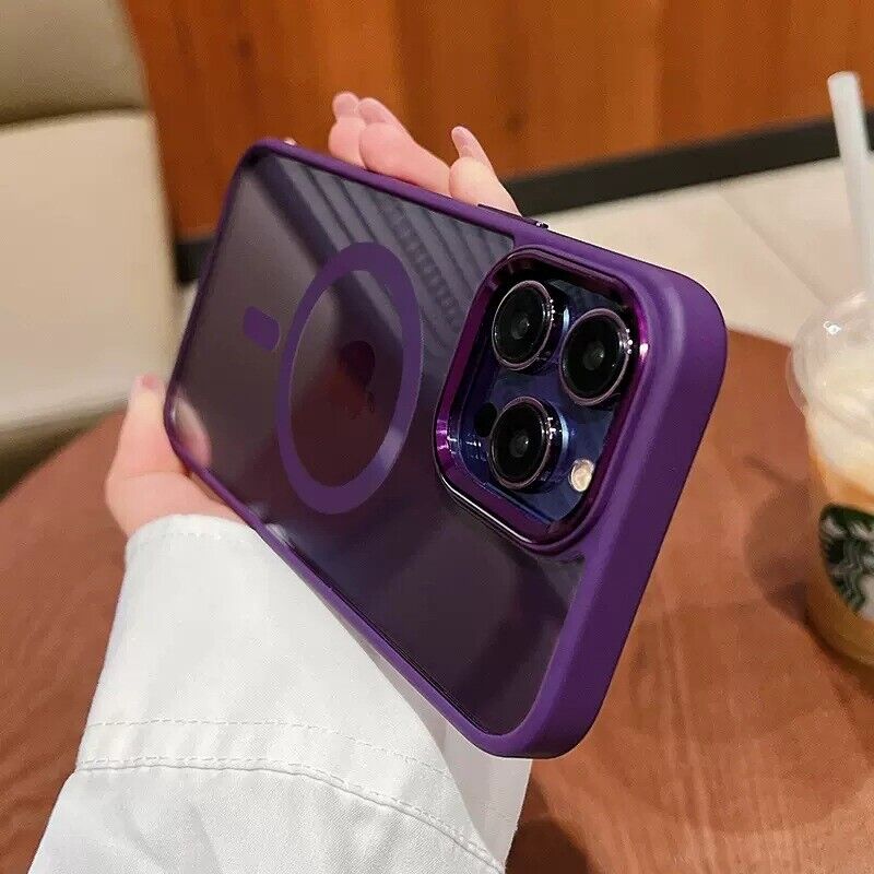 For iPhone 14 13 Pro Max Plus Clear Magsafe Case Plating Magnetic Shockprof Cover