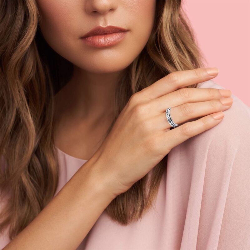 Anti-anxiety Spinner 35 Designs Fidget Rotating Stainless Steel Rings Band Black