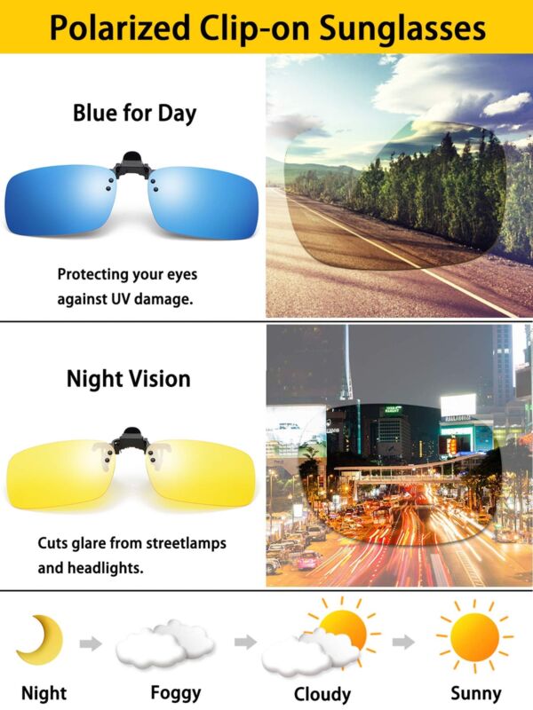 Photochromic Polarised Clip On Flip Sunglasses Pilot Polarized Fishing Eyewear